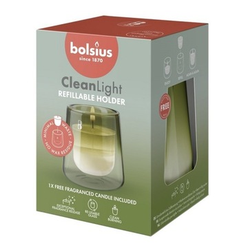 Świecznik i Świeca wkładka zapachowa Bolsius CleanLight - Gardenia & Figa