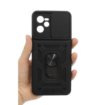 Чехол-кольцо для Realme C35/Narzo 50A Prime Black + СТЕКЛЯННЫЙ чехол