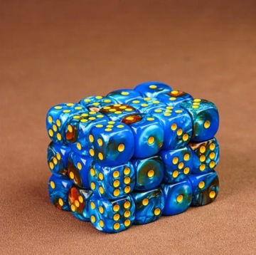 Kość 1szt D6 K6 Niebieska Złoty Nadruk Dice Classic RPG D&D MTG Planszowe