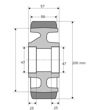 200x50/57 (47x25) Тележка с алюминиевыми колесами/полиуретановыми поддонами
