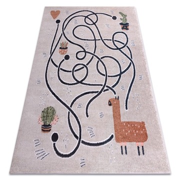 DYWAN DZIECIĘCY FUN 180x270 cm GRA LAMA beż #O554