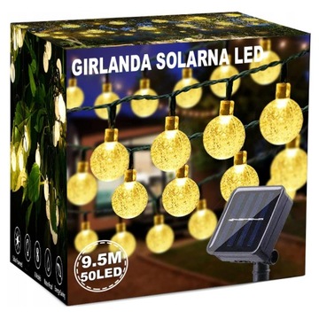 СОЛНЕЧНЫЕ САДОВЫЕ ЛАМПЫ GIRLANDA 100LED, 12м ТЕПЛЫЕ