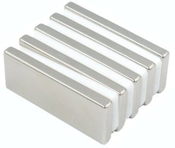 MOCNY MAGNES NEODYMOWY PŁYTKOWY 50x20x5 - 5 SZTUK / MAGNESY NEODYMOWE /