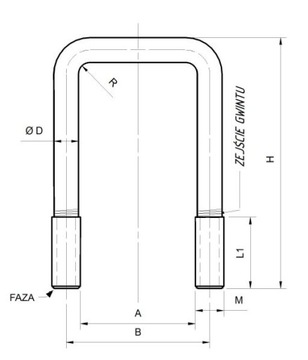 Зажим типа C, зажим M8 x 28 x 58