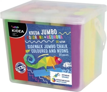 KIDEA COLORUL NEON ДОРОЖНЫЙ МЕЛ 20 шт, ТОЛСТЫЙ JUMBO
