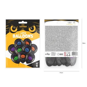 Balony Dynie na Halloween czarne kolorowe dekoracje halloweenowe dla dzieci