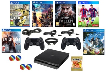 PS4 PLAYSTATION 4 SLIM CONSOLE + 2 PAD + 6 ИГРОВЫХ ПК