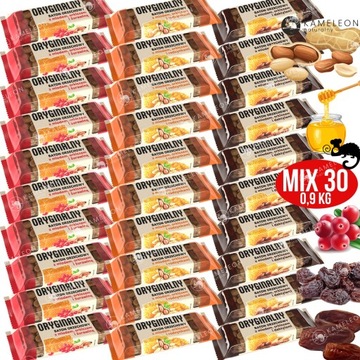 ОРИГИНАЛЬНЫЙ ОРЕХОВЫЙ батончик микс из 3-х ВКУСОВ ИЗЮМ ФИНИКИ КЛЮКВА x30 0,9КГ