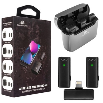 2 беспроводных петличных микрофона в чехле для iPhone Apple Lightning IOS