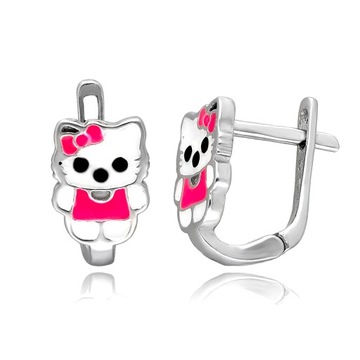 Серебряные красочные серьги Котти Котти Китти английская застежка с.925