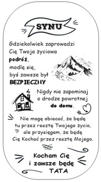 Nieśmiertelnik Złoty Grawer Prezent dla Syna od Taty Naszyjnik Męski