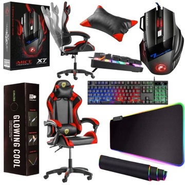 FOTEL KRZESŁO GRACZA ZESTAW MYSZKA GAMINGOWY1 RGB