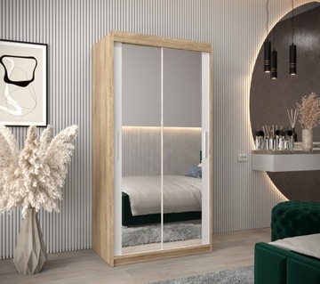Szafa przesuwna sypialniana z regałami T3 100 cm