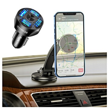 МАГНИТНЫЙ ДЕРЖАТЕЛЬ ДЛЯ СТЕКЛА И ДОСКИ + ЗАРЯДНОЕ УСТРОЙСТВО 4USB