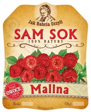 Этикетка малинового сока. Наклейки на бутылки и банки