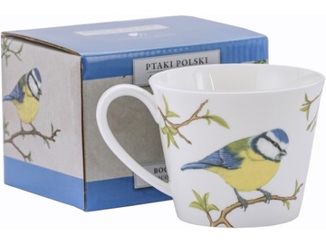 Porcelanowy Kubek 400 ml kolekcja Ptaki Polski Agata Hajdecka SIKORA MODRA