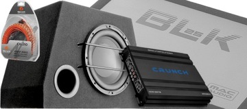 Skrzynia basowa 25cm BASS REFLEX MAC AUDIO + WZMACNIACZ 4-Kanałowy + KABLE