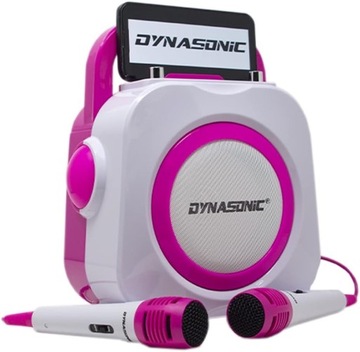 Dynasonic DK-201 бело-розовый караоке-набор, 2 USB-микрофона Bluetooth FM