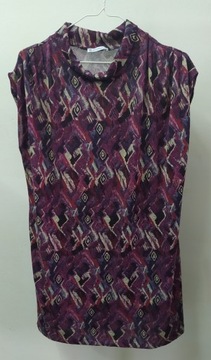 M/L 40/42 свободное женское платье-свитер-туника с высоким воротником и короткими рукавами фиолетового цвета