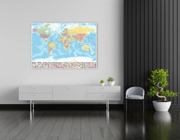 MAPA ŚWIATA FLAGI PAŃSTW plakat B1 100x70cm #221