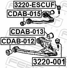 фото thumb №3, Шкворень рычага 3220-001 febest cadillac escalade