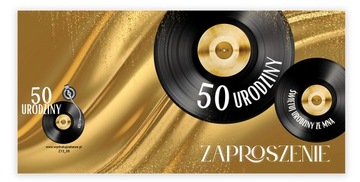 Zaproszenia na 50 Urodziny Gramofon Z13_06 Czarna Koperta