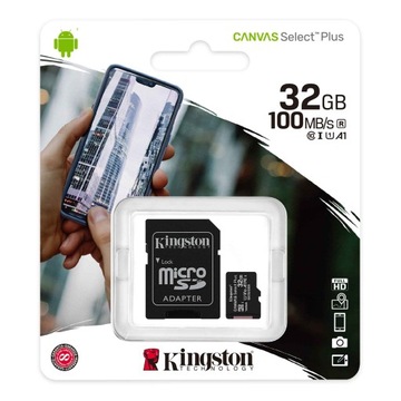 KARTA MICRO SD 32GB 100 MB/s + ADAPTER SD KINGSTON
