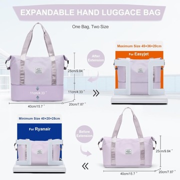 Travel Bag Hand Hand Ryanair 40x20x25 Вайолет расширенная