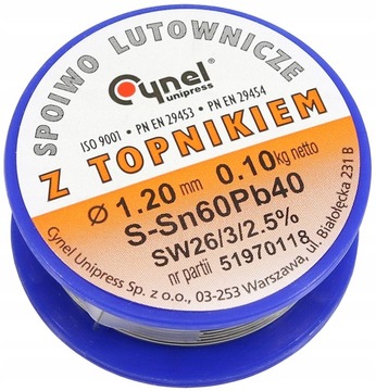 Катушка для пайки 100г 1,2мм с флюсом CYNEL Sn60Pb40/SW26