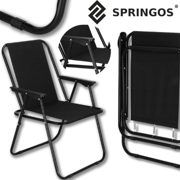 СКЛАДНОЙ ПРОЧНЫЙ ПЛЯЖНЫЙ ТУРИСТИЧЕСКИЙ СТУЛ СО СПИНКОЙ, ЧЕРНЫЙ SPRINGOS