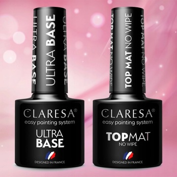 Claresa lakier hybryd ULTRA BASE + TOP MAT NO WIPE