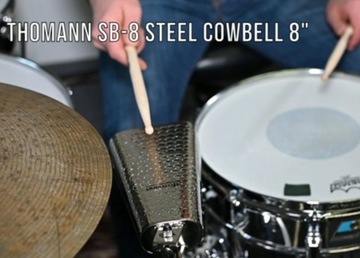 SB-8 Steel Cowbell dzwonek 8'' z uchwytem pasterski młotkowana stal Thomann