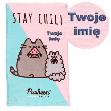 Ręcznik z haftem imię do przedszkola 30x50 Pusheen