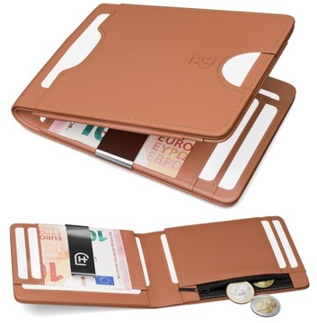 James Hawk Smart Wallet Мужской кожаный кошелек, тонкий, 1,5 см, светло-коричневый