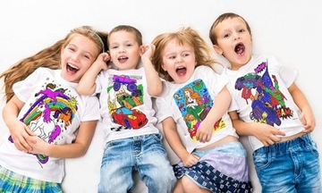 ФУТБОЛКА С РАСКРАСКАМИ «Сделай сам» Футболка +10 смываемых маркеров 5-6 лет