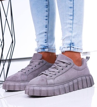 Женские туфли на платформе Suede Creepers серые 16658 41