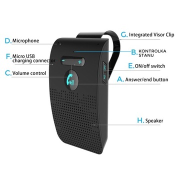 КОМПЛЕКТ HANDS-FREE ДЛЯ АВТОМОБИЛЯ BT 5.0 АВТОЗАПУСК SP09