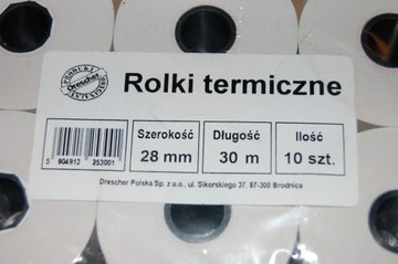 Rolka termiczna kas terminali 28mmx 30m 48g x10szt