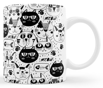 Набор кружек с котиками. 4 чашки с кошками. Кошачья кружка.