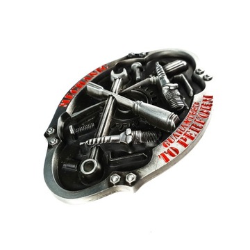 PIĘKNA SREBRNA KLAMRA DO PASKA MECHANIK TUNING
