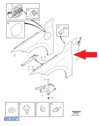фото thumb №1, Передній правий крила volvo xc60 18- оригінальний номер 32297442