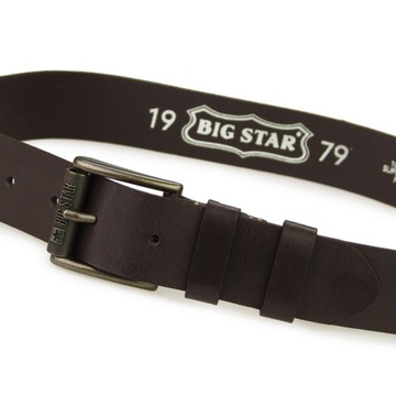 PASEK skórzany MĘSKI BIG STAR do spodni brązowy + ETUI 95/110cm