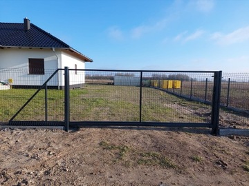 Ворота входные раздвижные панельные, 3D панель, 4м х 1,43м, ЗЕЛЕНЫЕ