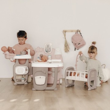 SMOBY Baby Nurse Большой уголок няни для куклы, кроватка, пеленальный столик, стульчики для кормления