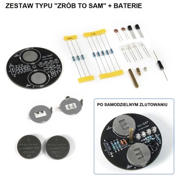 Bączek LED multikolor DIY KIT z bateriami zestaw do nauki lutowania
