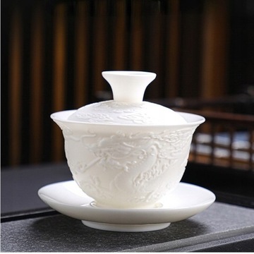 Керамическая чашка Gaiwan с узором дракона и феникса