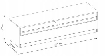 Szafka RTV 140 cm pod tv pod telewizor kolor biały