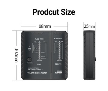 КАБЕЛЬНЫЙ ТЕСТЕР ТЕСТЕР СЕТЕВЫХ КАБЕЛЕЙ RJ45 И RJ11 UTP/STP AMPCOM