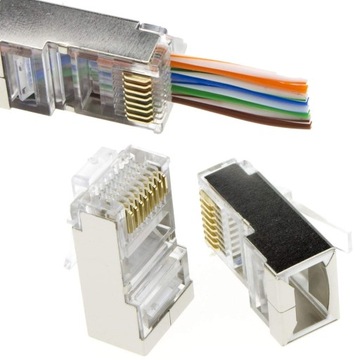 Разъем RJ45 EZ кат. 6, проходной STP FTP, экран 10 шт.