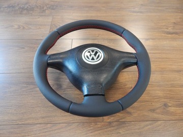 фото thumb №6, Кермо + подушка vw golf iv passat b5 bora червона nić